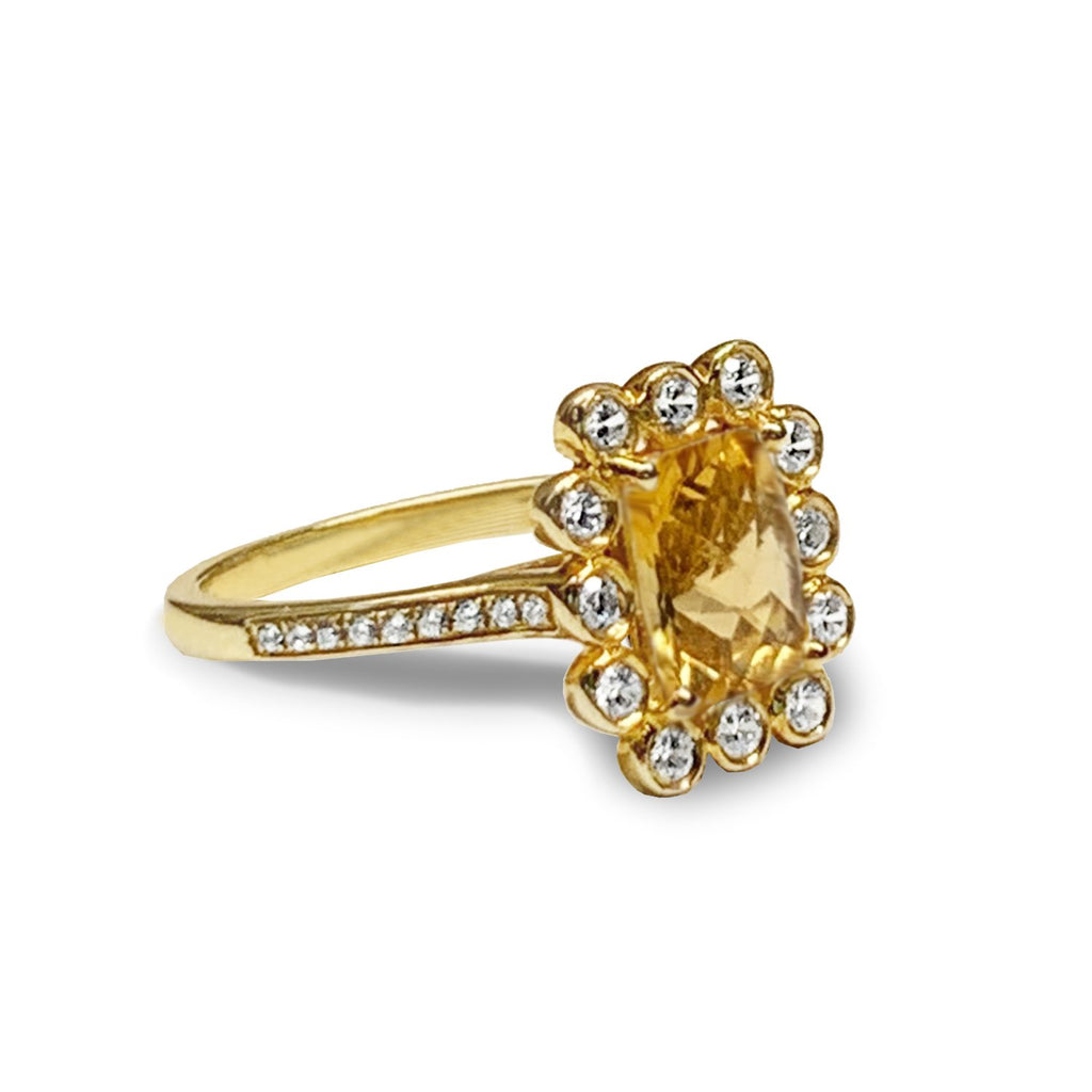 14k gold diamond yellow tourmaline engagement ring MR31594YTE