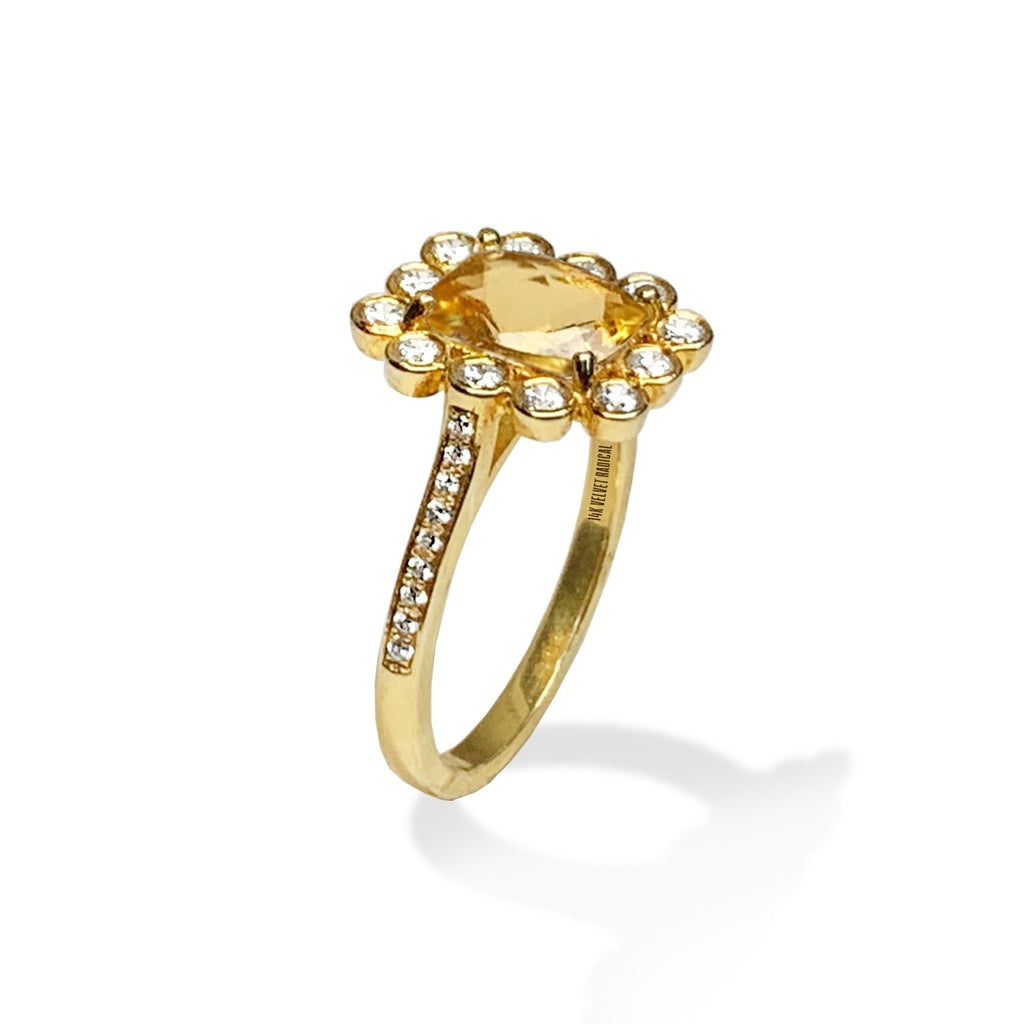 14k gold diamond yellow tourmaline engagement ring MR31594YTE