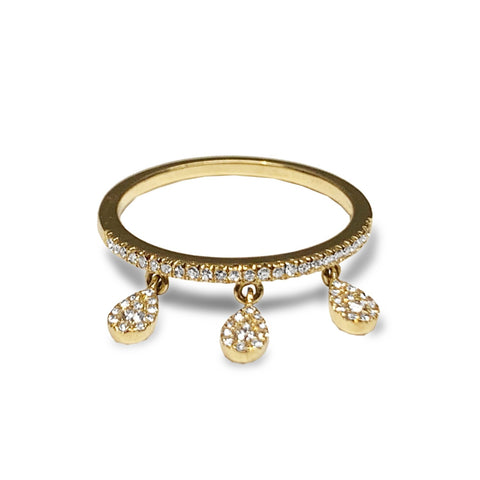 14k gold circle pave diamond fashion stack ring SR45821