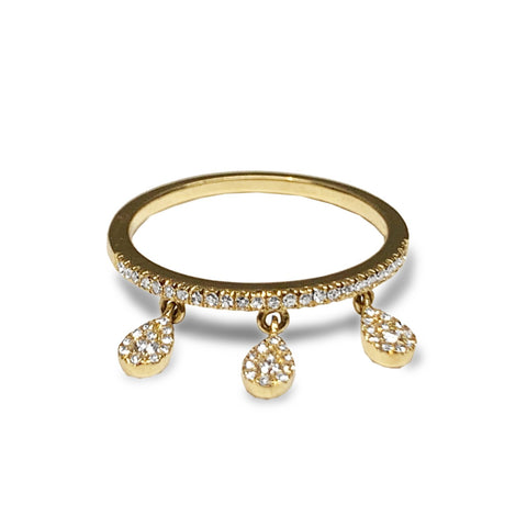 14k gold diamond pave link fashion stack ring SR43401