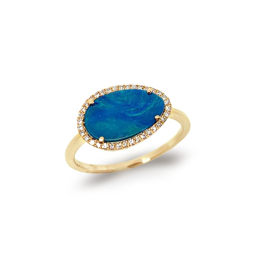 14k gold diamond trillion opal fashion ring MR31660