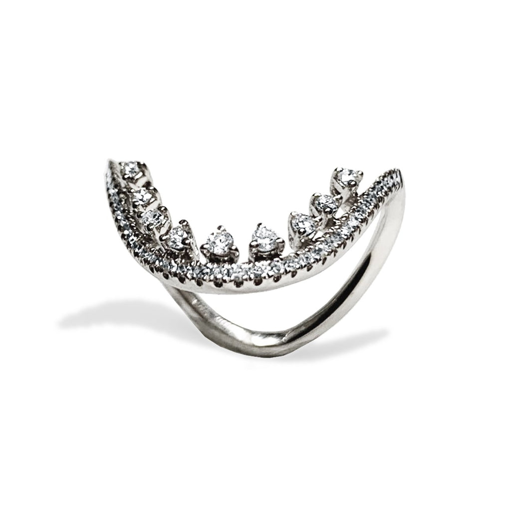 14k gold diamond fashion " U " shape designer fashion stack ring MR42490