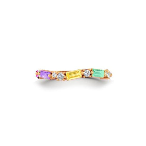 14k gold multi color baguette fashion butterfly ring  MR4449