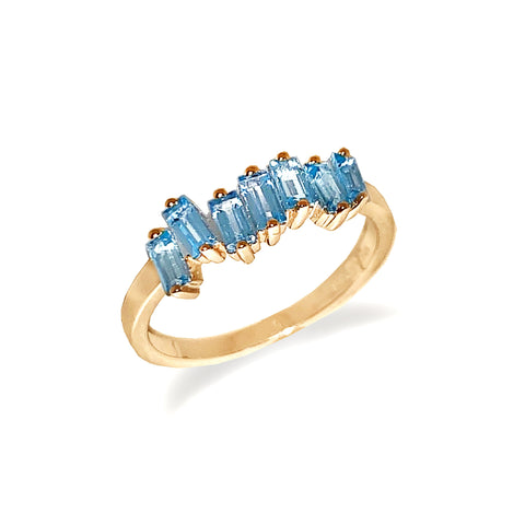 14k gold diamond pave link fashion stack ring SR43401