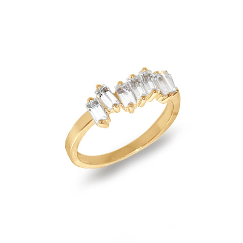 14k gold diamond pave link fashion stack ring SR43401