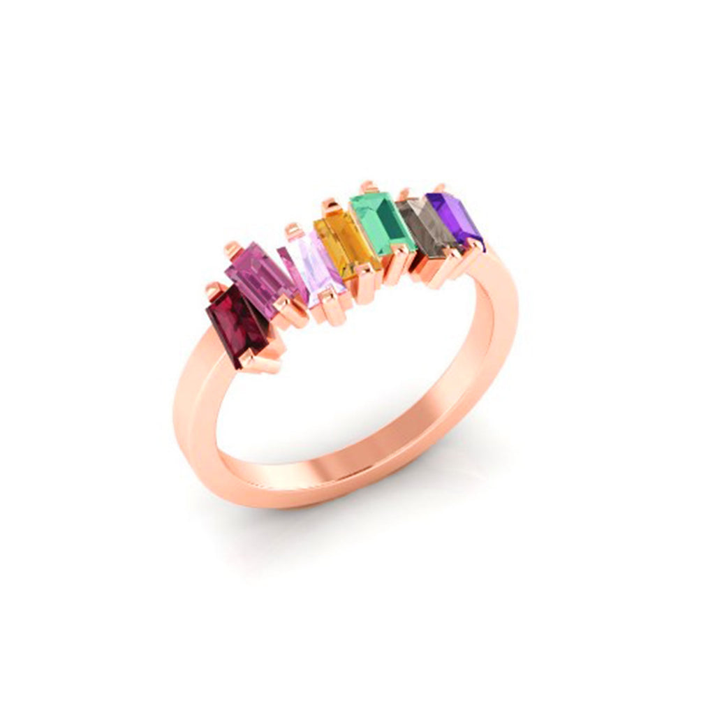 14k Gold Multi Color Baguette Fashion Stack Ring Band MR4445MC