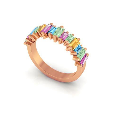 14k gold multicolor fashion stack ring MR4448