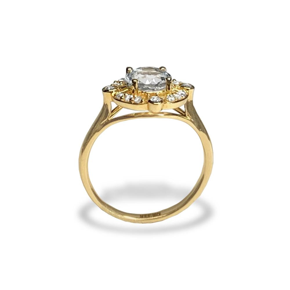 14k gold unique diamond white topaz engagement ring MR45172