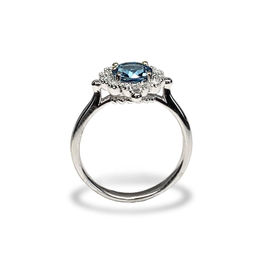 14k gold delicate london blue topaz engagement ring MR45175