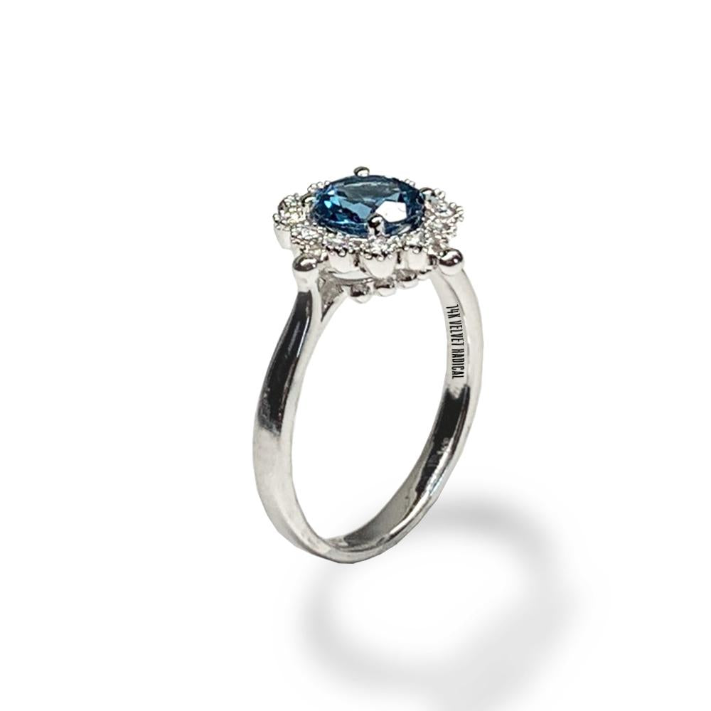 14k gold delicate london blue topaz engagement ring MR45175