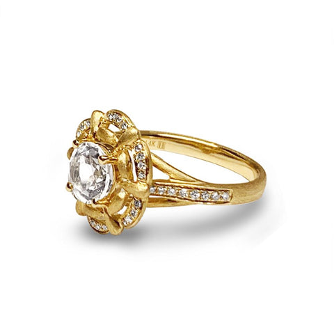 14k gold diamond white topaz fashion engagement ring MR45629A