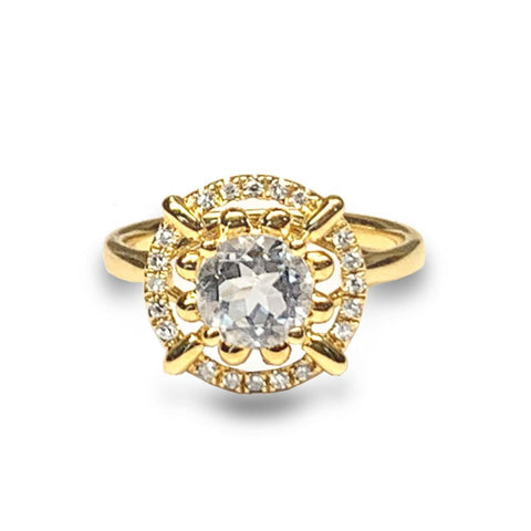 14K White Topaz & Diamond Engagement Ring MR45186