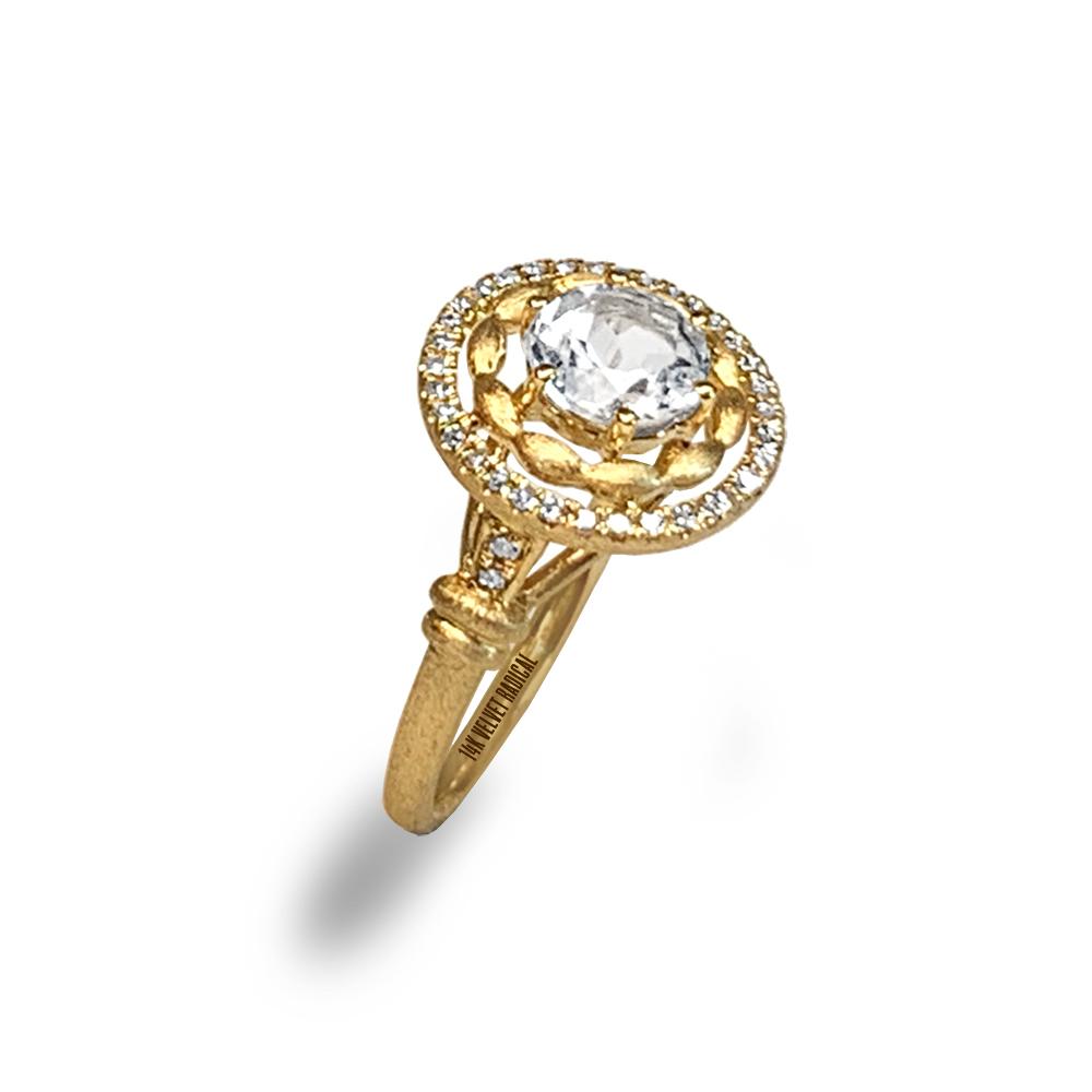 14k gold matt finish halo diamond fashion engagement MR45183