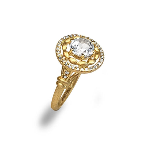 14k gold diamond white topaz designer engagement ring MR45625A