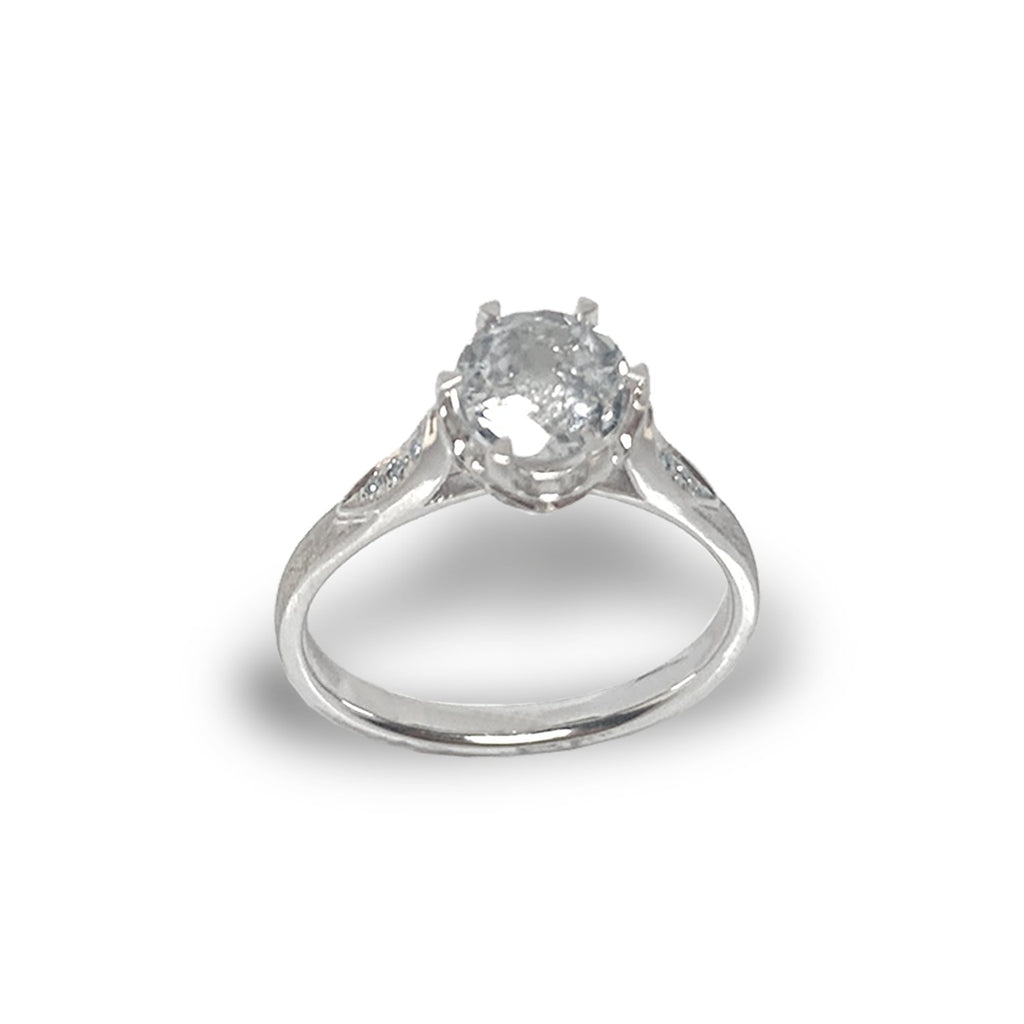 14K White Topaz & Diamond Engagement Ring MR45186