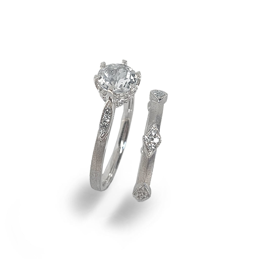 14K White Topaz & Diamond Engagement Ring MR45186