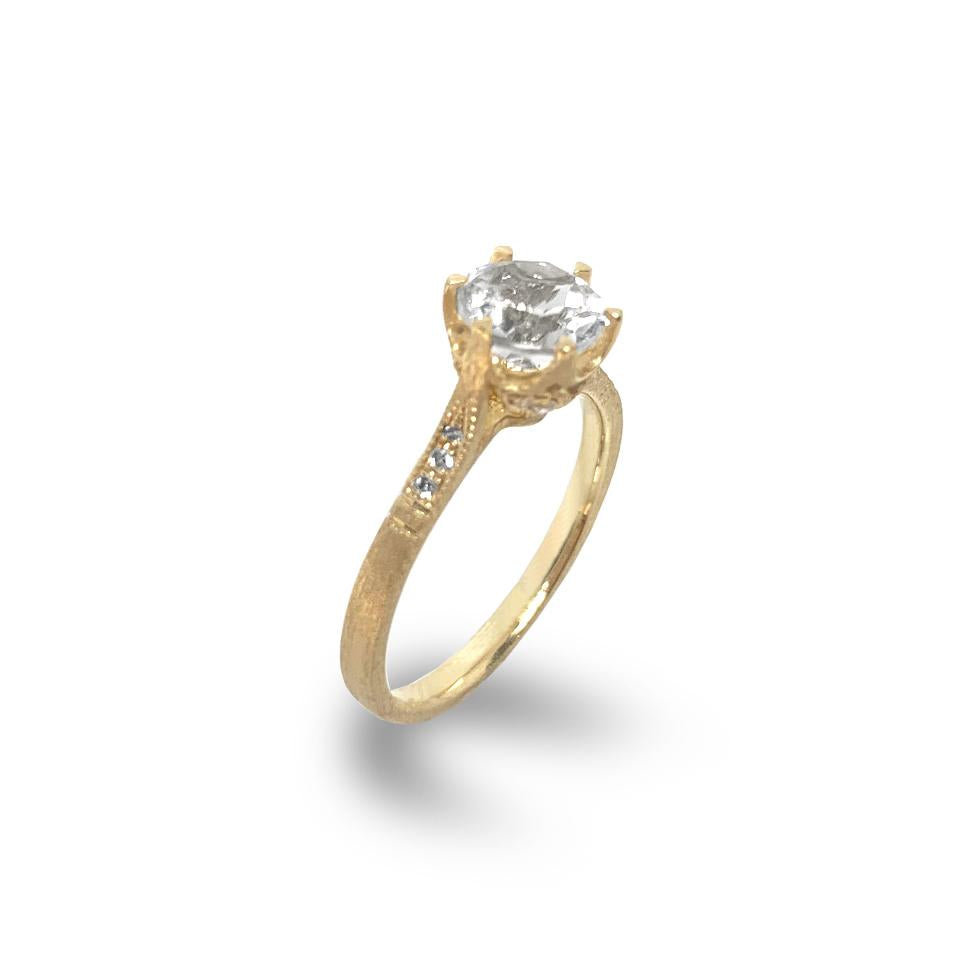 14K Hand Beaded Diamond Engagement Ring MR45187