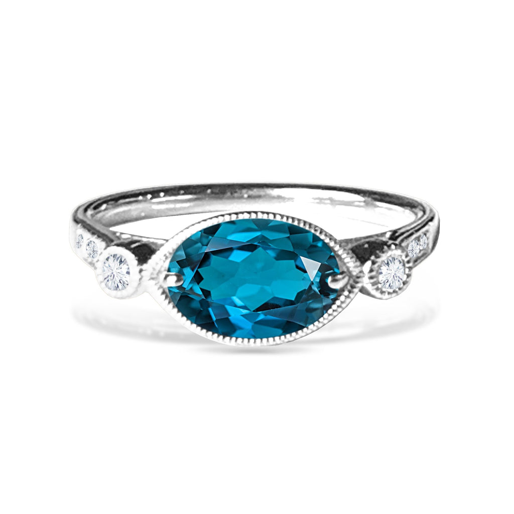 14k gold oval london blue topaz ring MR4546