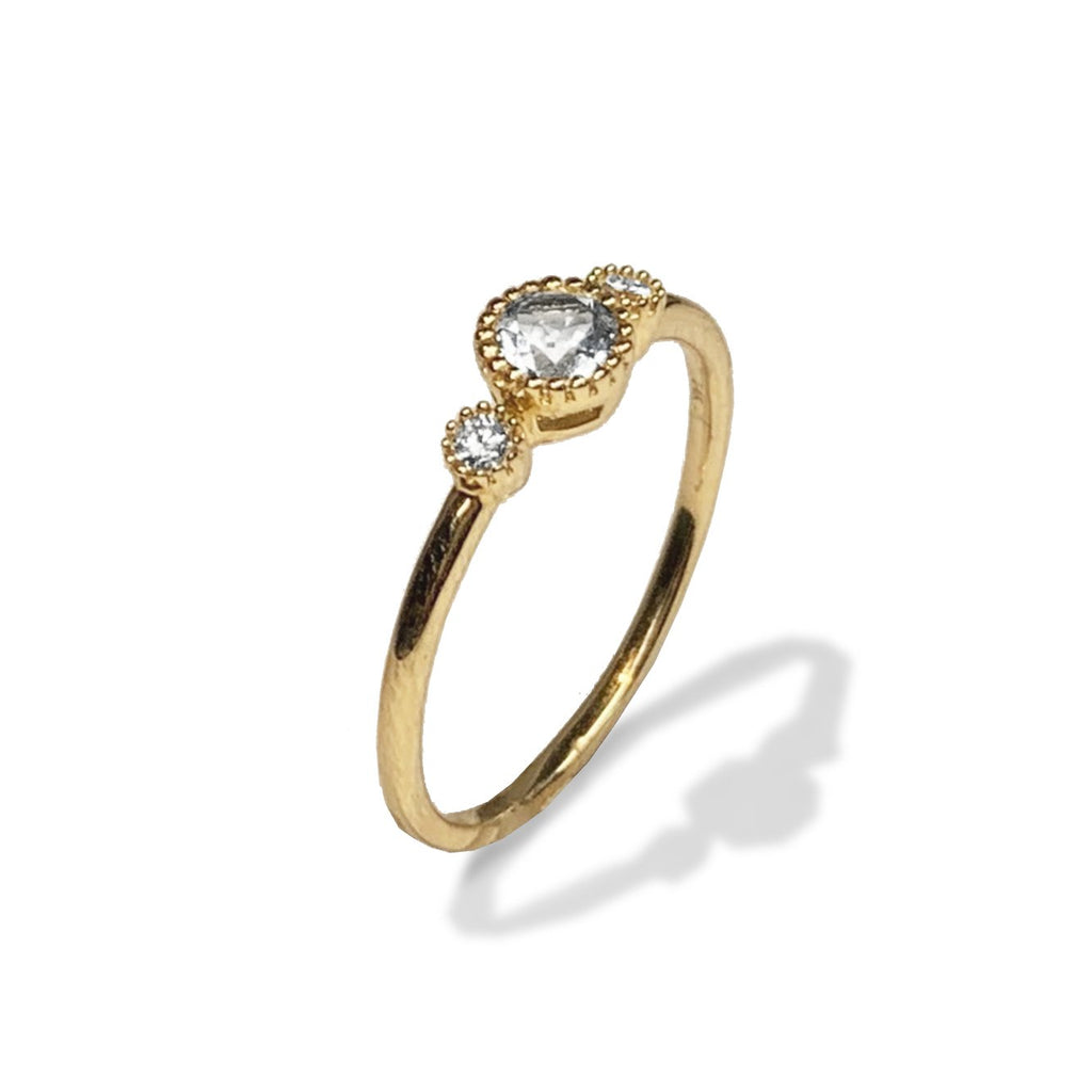 14k gold diamond white topaz designer fashion stackable ring  MR45624