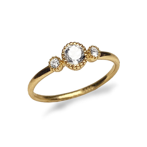 14k gold diamond pave link fashion stack ring SR43401