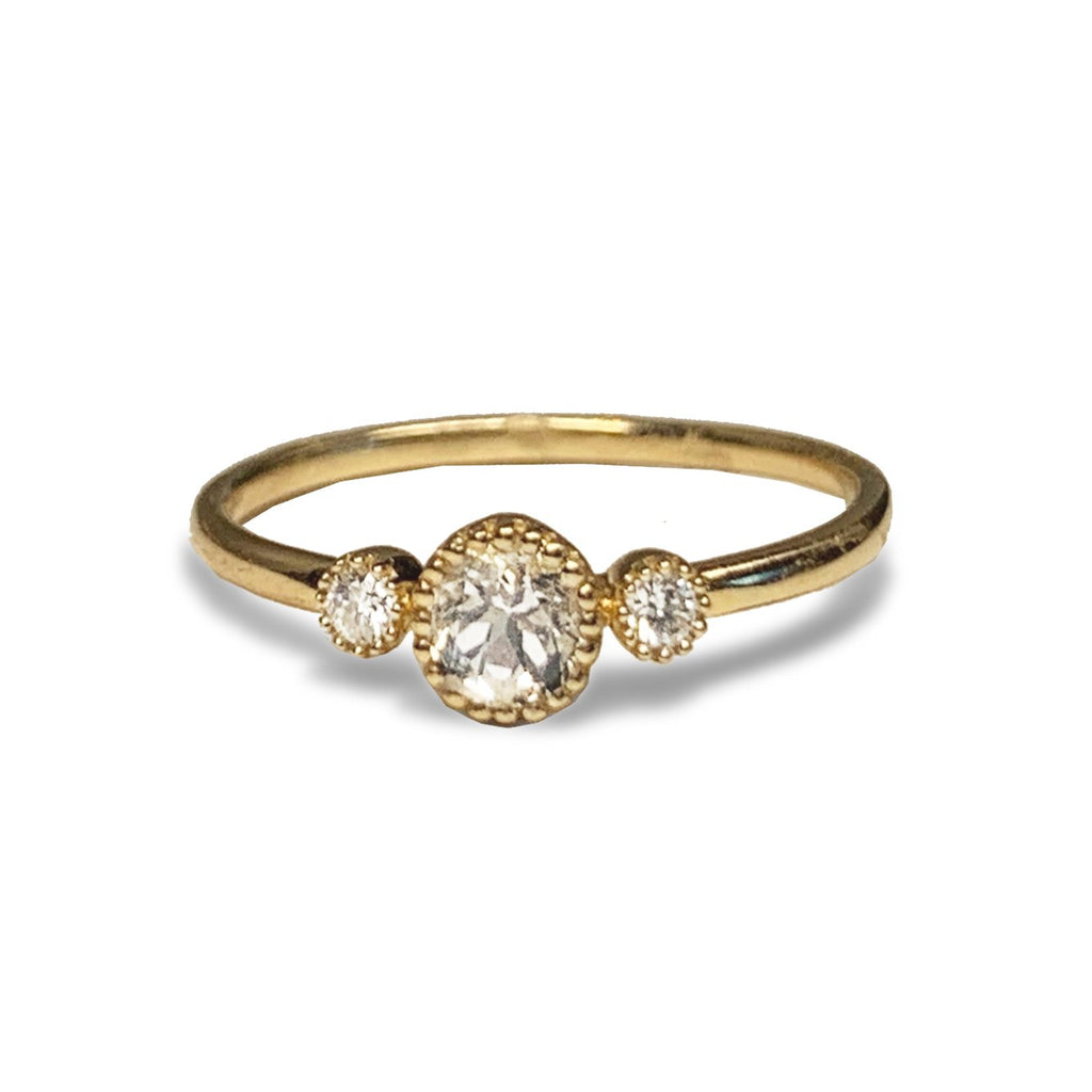 14k gold diamond white topaz designer fashion stackable ring  MR45624