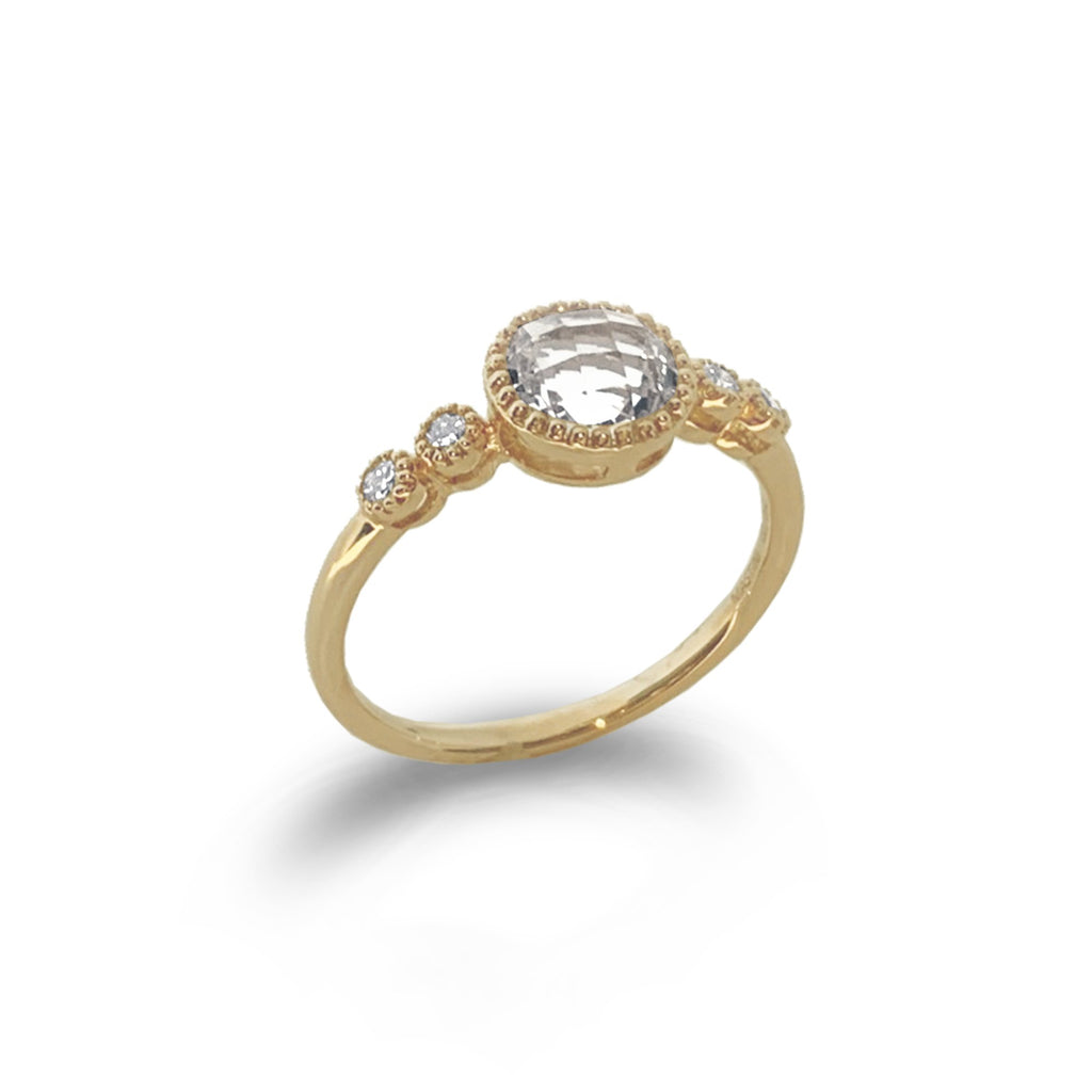 14k gold diamond white topaz designer engagement ring MR45625A