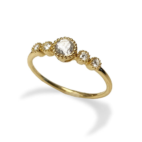 14k gold diamond pave link fashion stack ring SR43401