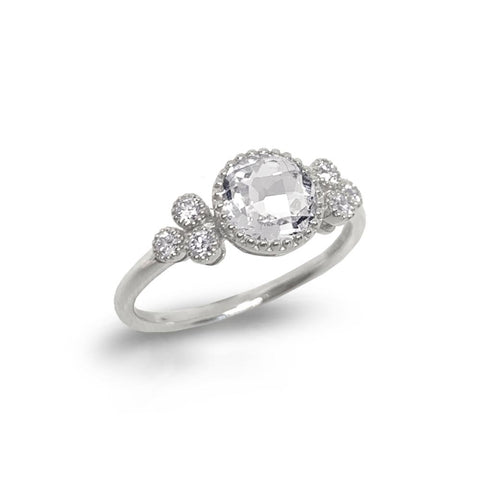 14k gold diamond white topaz designer stackable ring MR45626