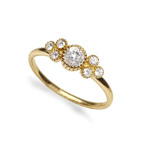 14k gold diamond white topaz fashion stackable ring MR45627