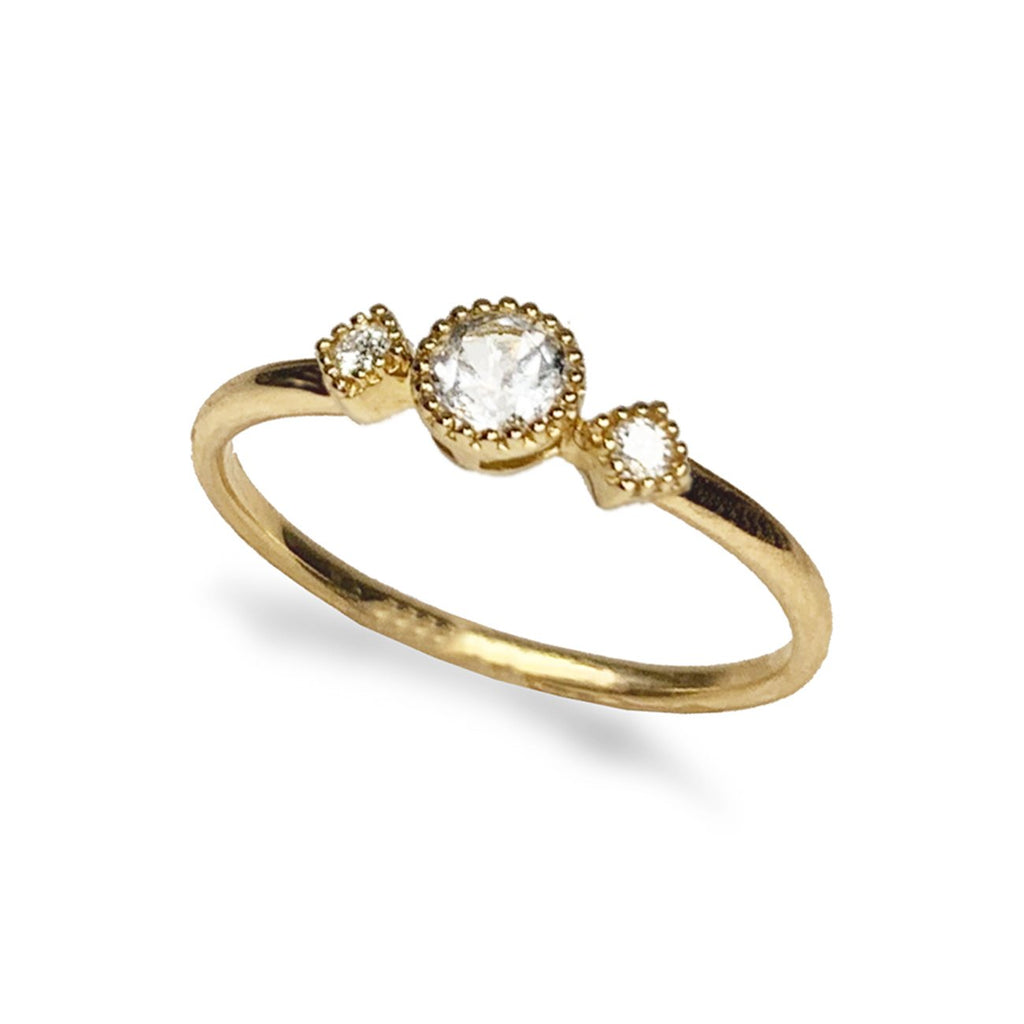 14k gold diamond white topaz fashion stackable ring MR45627