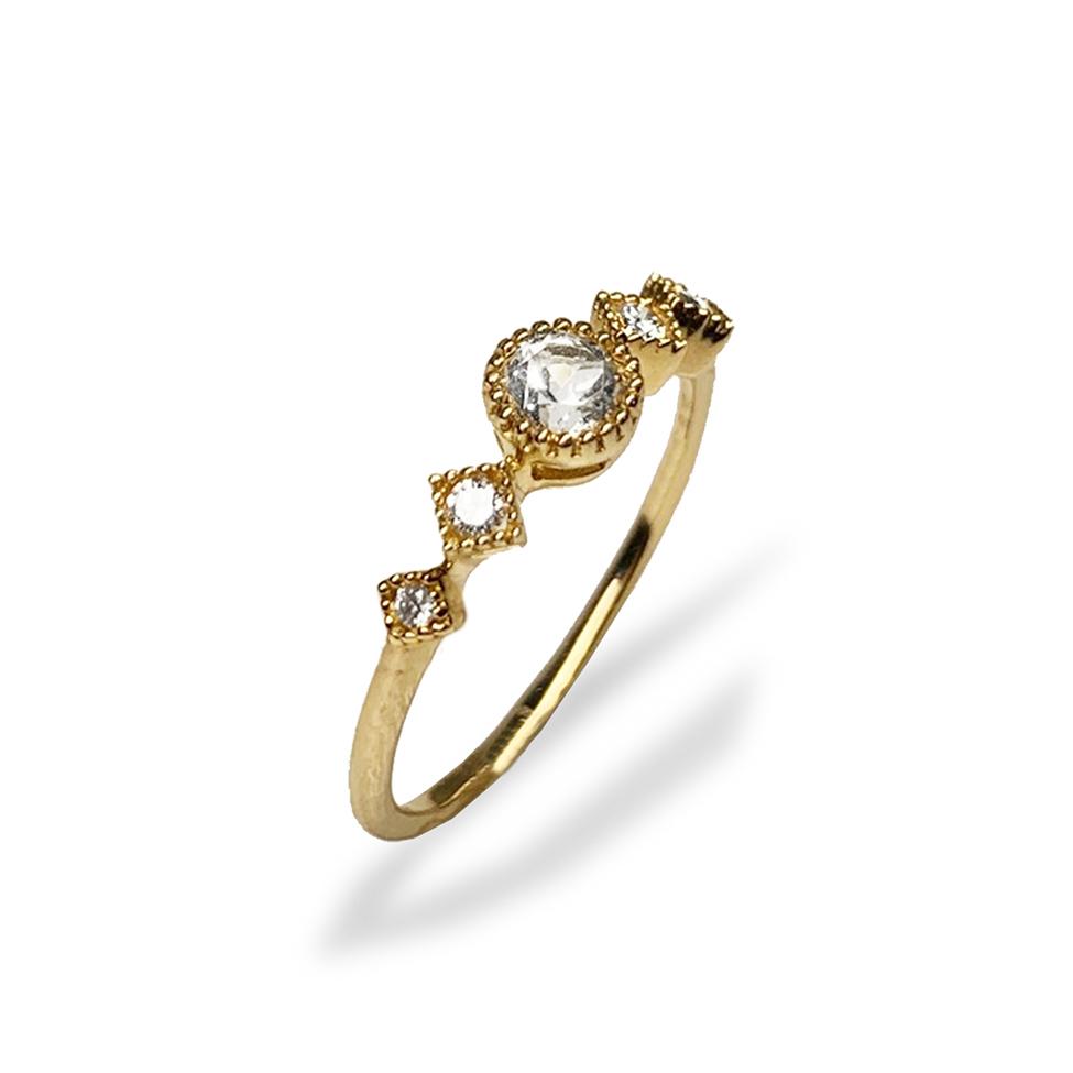 14k gold petite diamond white topaz stackable ring MR45628
