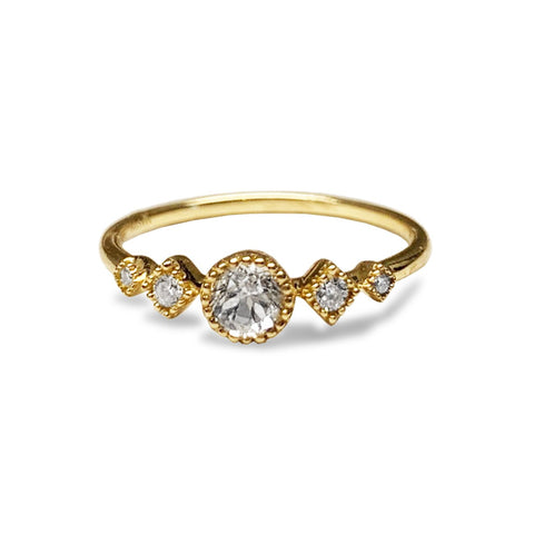 14k gold diamond pave link fashion stack ring SR43401