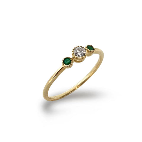 14k gold diamond pave link fashion stack ring SR43401