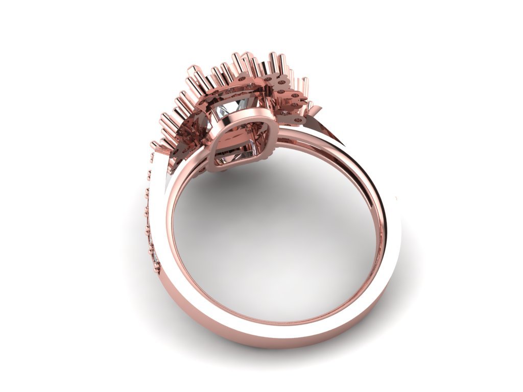 14k Gold Art Deco Emerald Cut Semi Mount Ring MR4628