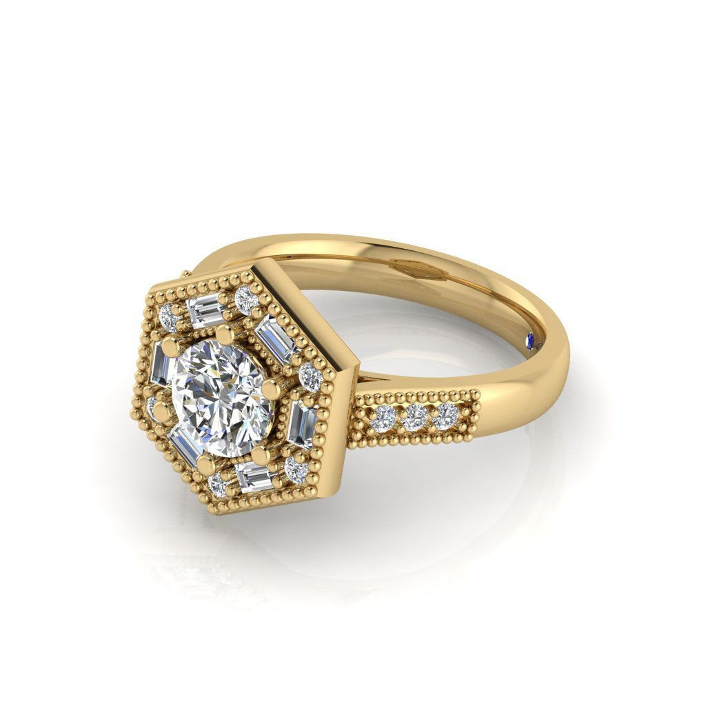 14k Gold Art Deco Baguette Semi Mount Ring MR4658