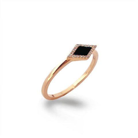 14k gold diamond pave link fashion stack ring SR43401