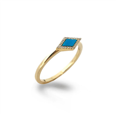 14k gold diamond pave link fashion stack ring SR43401