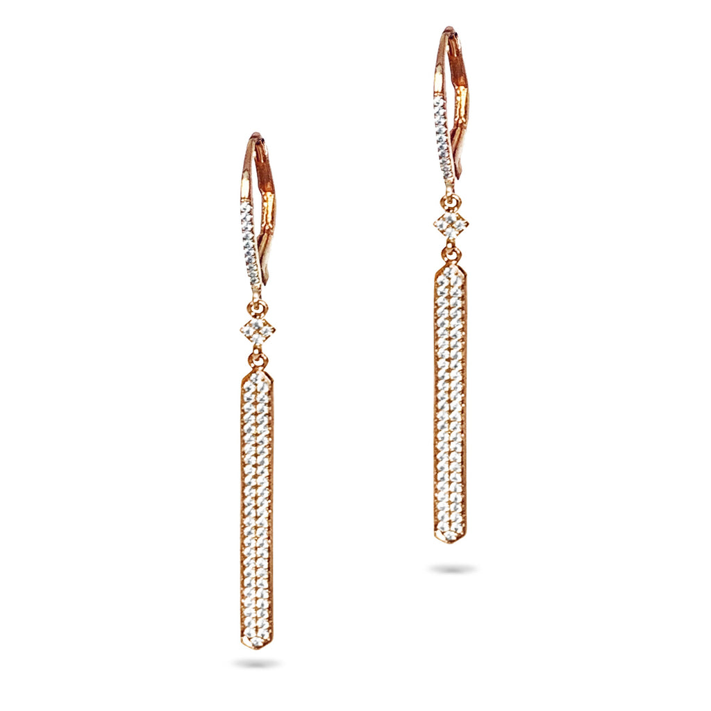 14k Pave Diamond Bar Dangle Earrings ME23726