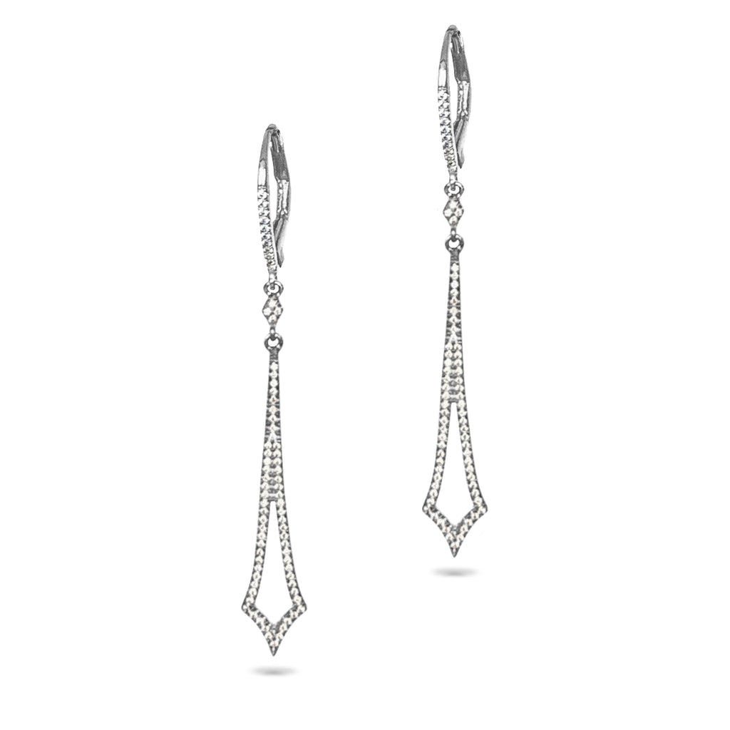 14k Long Open Pave Diamond Earrings ME24982