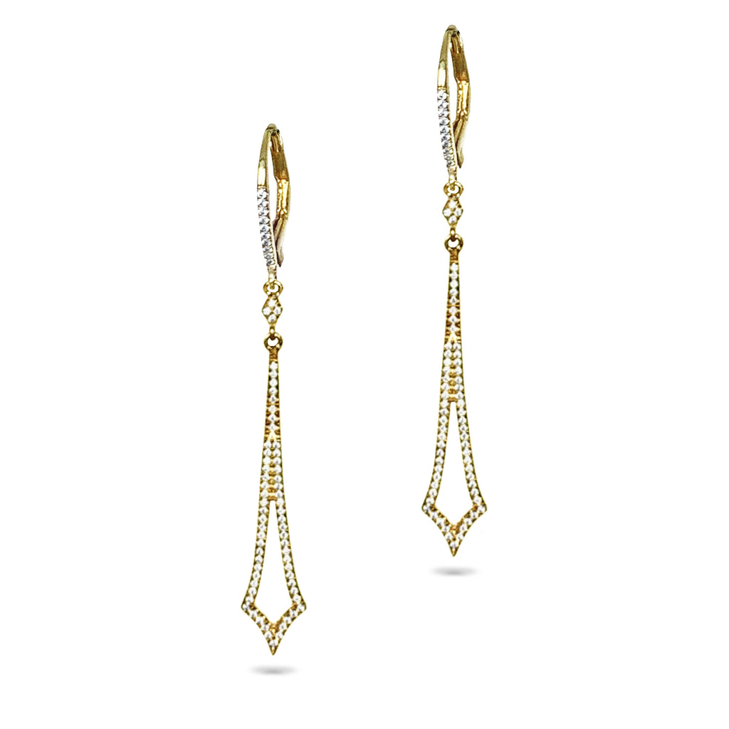 14k Long Open Pave Diamond Earrings ME24982