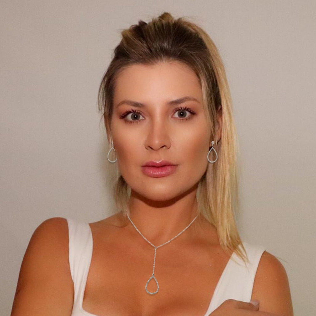 14K Gold Open Teardrop Diamond Dangle Earrings AJE1174