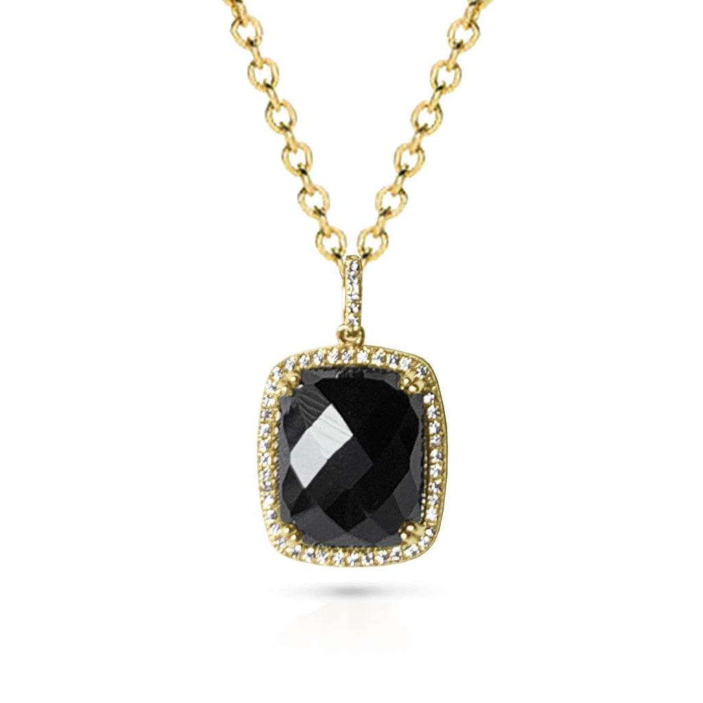 14k gold cushion hematite & diamond pendant MP31356HM