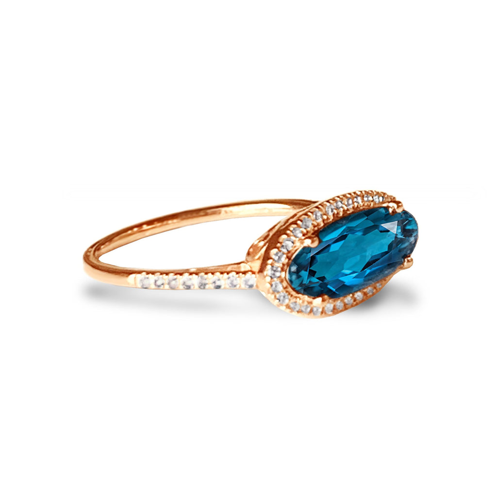 14k gold oval london blue topaz ring MR4640