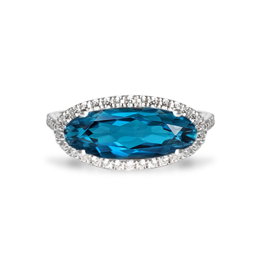 14k gold oval london blue topaz ring MR4640