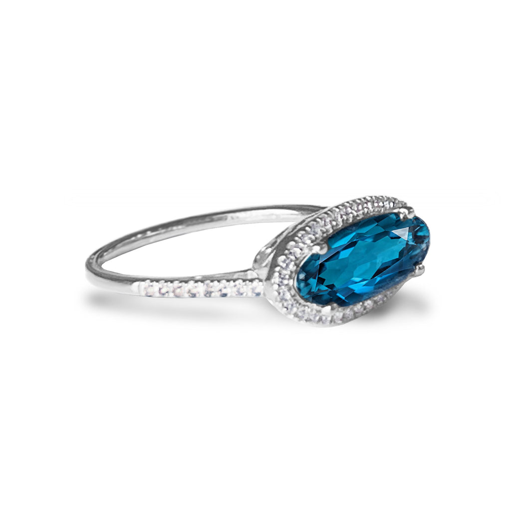 14k gold oval london blue topaz ring MR4640