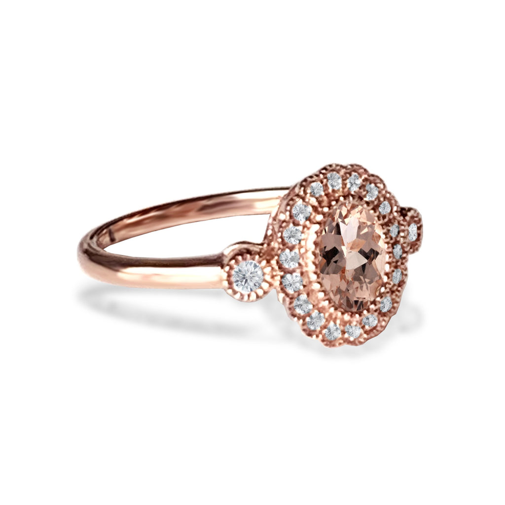 14k gold oval morganite ring MR4641