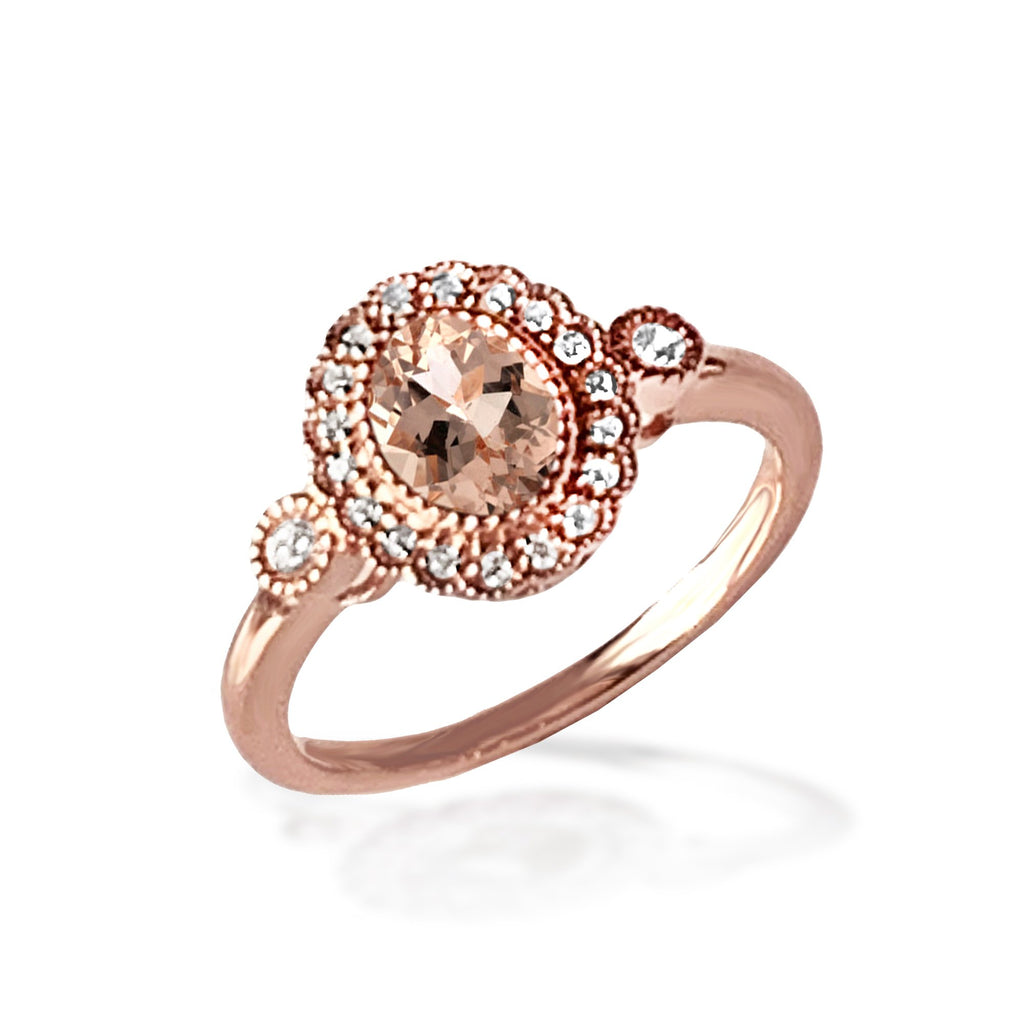 14k gold oval morganite ring MR4641