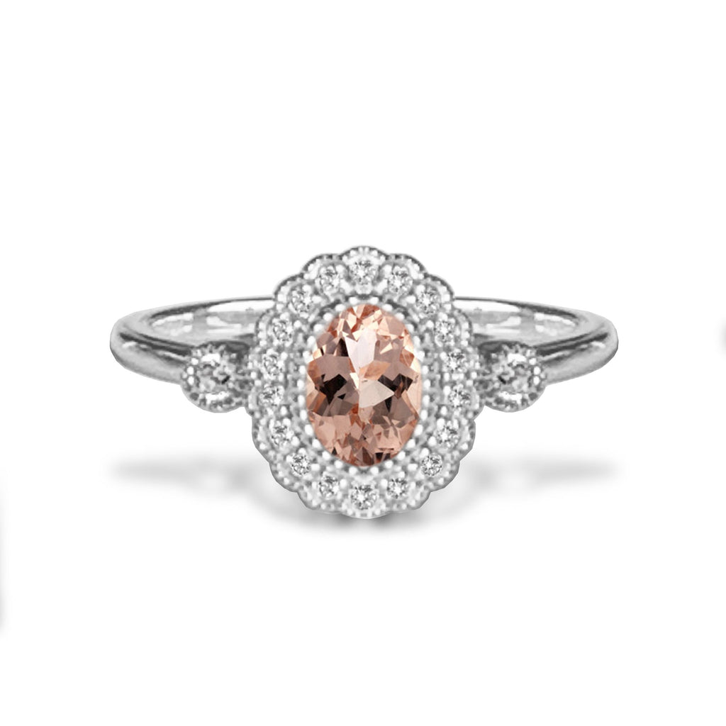14k gold oval morganite ring MR4641