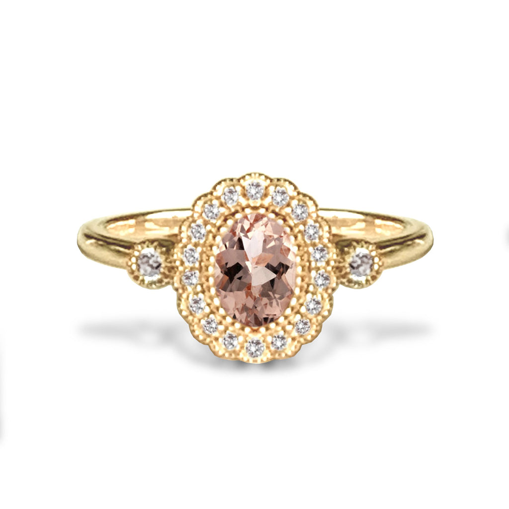 14k gold oval morganite ring MR4641