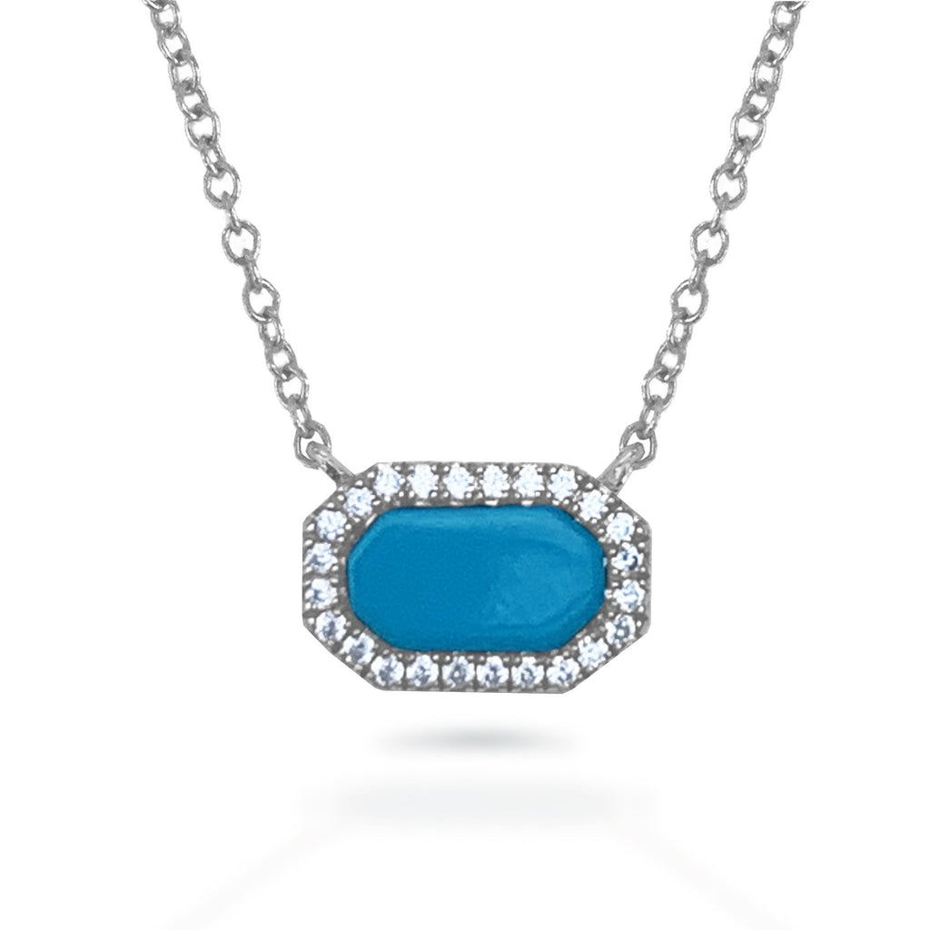 14K Turquoise Horizontal Octagon Bar Necklace N4057TQ